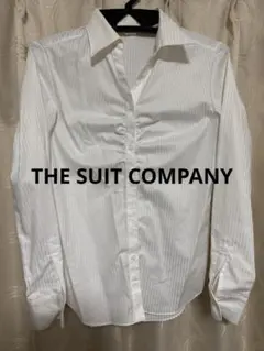 【THE SUIT COMPANY】 ホワイトストライプ長袖シャツ　サイズ36