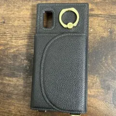 手帳型ケース リング付き 黒