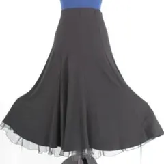 【美品 社交ダンス衣装】スカート レッスンウェア 練習着 黒 ブラック 無地