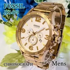 良品 フォッシルFOSSILメンズ腕時計アイボリー＆ゴールド クロノ ゴージャスのサムネイル