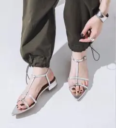 EVOL シルバー アンクルストラップサンダル