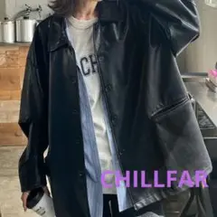 最終値下【新品】CHILLFAR　PUレザーオーバージャケット　フェイクレザー