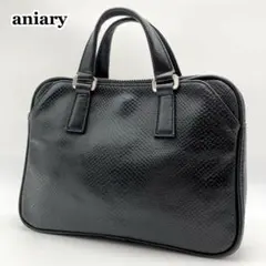 ゆう様専用✨アニアリ ミニブリーフケース ハンドバッグ 黒 レザー パイソン柄