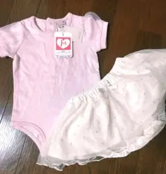 petit main ピンクロンパースとスカートセット 70cm