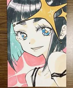 オリジナル手描きイラスト　『キラキラ』　コピック　ポストカード　アナログ