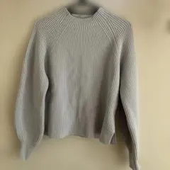 お値下げ♡美品♡ グレー リブ編み クルーネック セーター　ラメ入り