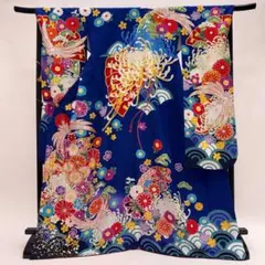 振袖 正絹 青 紫 豪華絢爛 美品 裄69.3㎝ 成人式 中古 D-145 - メルカリ