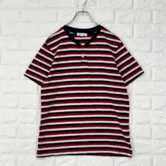 ✨ザショップティーケー【L】紺×白×赤 ボーダー 半袖カットソー 綿混のサムネイル