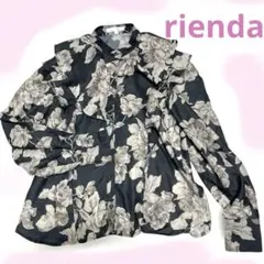 【rienda】花柄ブラウス　ラッフルフリル　オフィスカジュアル　フリーのサムネイル