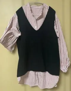 mini mini Ｖネックベスト 体型カバーニットジレ ブラック　新品未使用