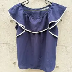 NICE CLAUP ナイスクラップレディース 夏用ブラウス フリー ネイビー