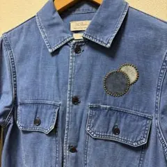 【希少】レミレリーフ デニムシャツ M スタッズ 羊革パッチ 日本製 濃紺