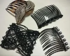 バレッタ　夜会巻きコーム　髪留め　4個セット