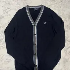 フレッドペリー　ウール　ロゴ　カーディガン　M ネイビー