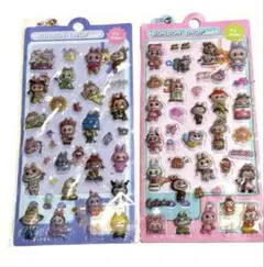 ボンボンドロップシール　3D 立体　ぷくぷくシール　　ラブブ　2枚