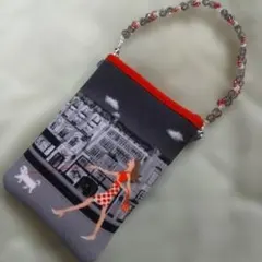 【Reiko Aoki New York】ビーズハンド付き折りたたみスマホポーチ