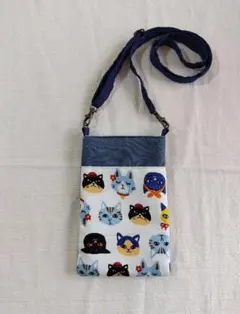 猫柄　スマホショルダーバック