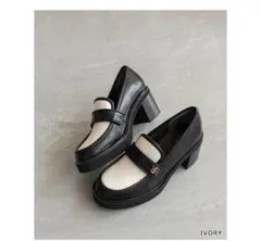 RANDA ローファー 黒/白 金具付き　23.5