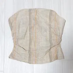 DIVIDED H&M リネンブレンド ビスチェ ベージュ ストライプ XS