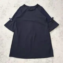 立体フラワーデザイン ワンピース ネイビー レース きれいめ 入学式オケージョン