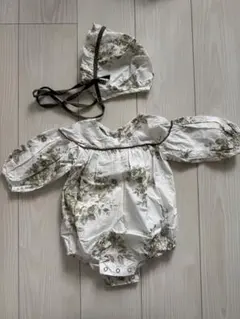 nunubiel花柄ロンパース Mサイズ ボンネット付き