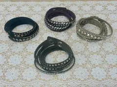 スワロフスキー❤︎レザーブレスレット4点セット
