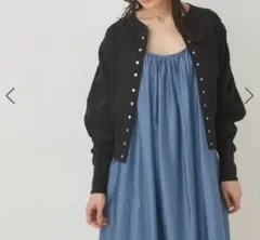 アダムエロペ　ブロードリブカーディガン　黒