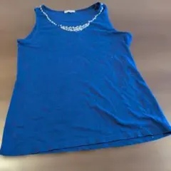 青いノースリーブトップス 2L