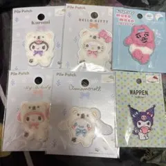 新品サンリオ ふわスノ キティクロミ マイメロ シナモン ワッペン セット