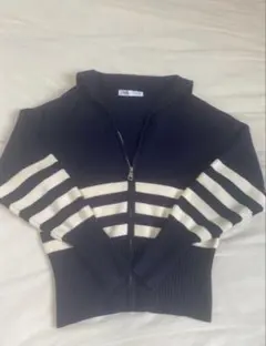 ボーダーニットカーディガン ロングスリーブ Sサイズ