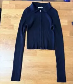 ダブルファスナー　リブカーディガン　黒　M INGNI イング