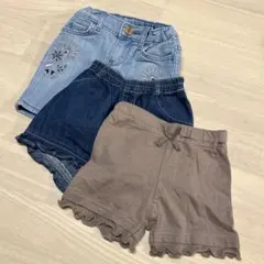 80サイズ 女の子 ショートパンツ 3枚セット GAP 西松屋 デニム 刺繍