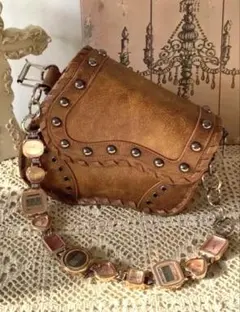 ヴィンテージ風 ブラウン ウォッチベルト サイバーパンク風 トレンドアイテム