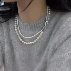 2連パールネックレス ホワイト 普段使い レディース　パーティー　清楚な印象に