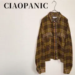 CIAOPANIC　チェック柄　オーバーサイズ　長袖シャツ　サイズF　ブラウン系