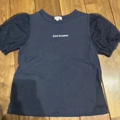 美品　SHOO・LA・RUE ネイビー パフスリーブ Tシャツ 130のサムネイル