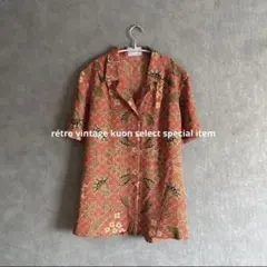 昭和レトロ総柄シャツ　エスニック柄　和柄　ヴィンテージシャツ　個性派　春コーデ