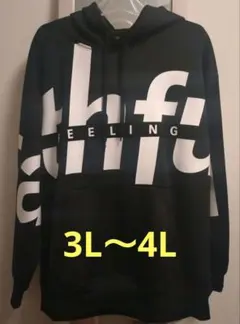 新品　大きいサイズ　3L~4L　ブラック ロゴプリント パーカー　大きめ