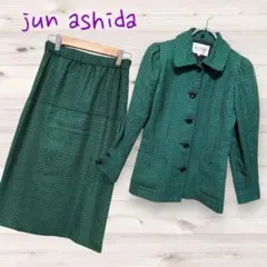 ジュンアシダ セットアップ スーツ 千鳥格子柄 ミンク100% レトロ