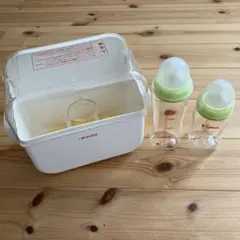 Pigeon 哺乳瓶 2本　レンジ消毒セット　Combi 出産準備　おまけ付き