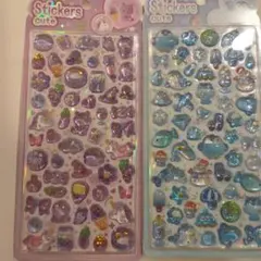 【2枚セット】ボンボンドロップシール 風 うるちゅる系☆ペンギン＆ユニコーン