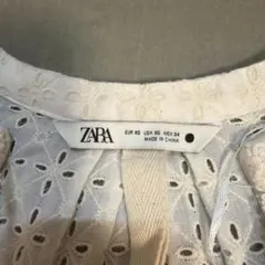 ZARA 刺繍ホワイト長袖ブラウス XS