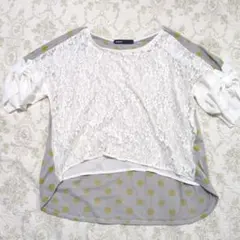 AS KNOW AS レースドット半袖トップス
