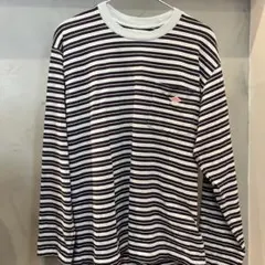 【美品】 DANTON ダントン ポケット付き ボーダーロングスリーブＴシャツ