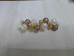 ハンドメイド　バレッタ　ローズゴールド