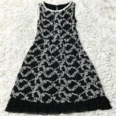 美品✨フランコフェラーロ シルク 花柄 刺繍 フレア フリル ワンピース M