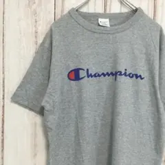 【チャンピオン 半袖ビッグロゴTシャツ】袖Cロゴ L グレー 古着