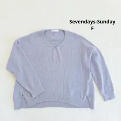 セブンデイズサンデイ　Vネックニット F シンプル サイドスリット