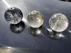 【極上3点セット】ゴールドルチル2粒 ＆ ブラックルチル1粒 10mm 穴あり