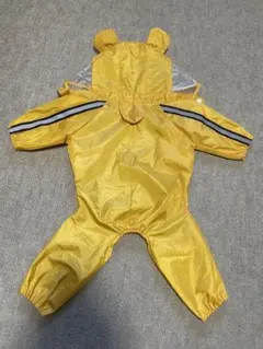 犬用レインコート クマ耳付き イエロー